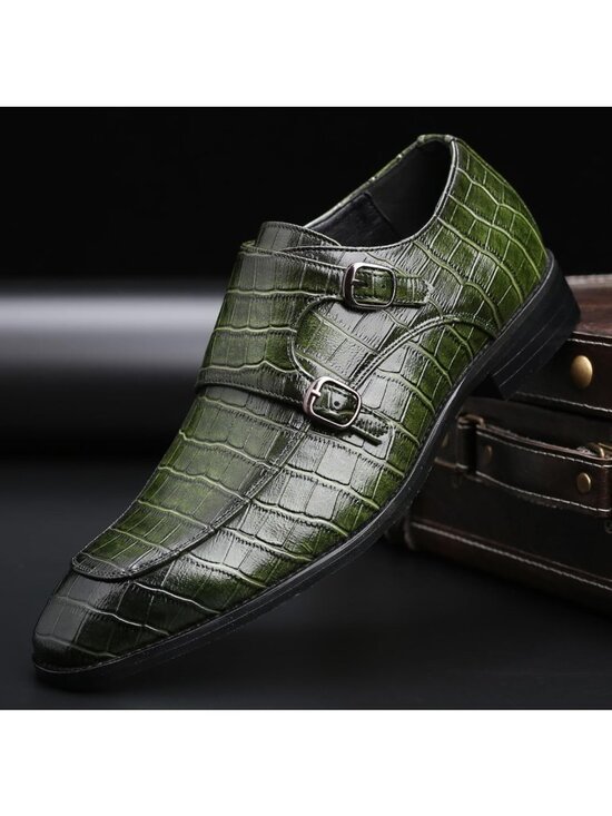Stylish Men\'s Double Monk Strap Loafers - Comfortable Leather Dress Shoes for main image 4